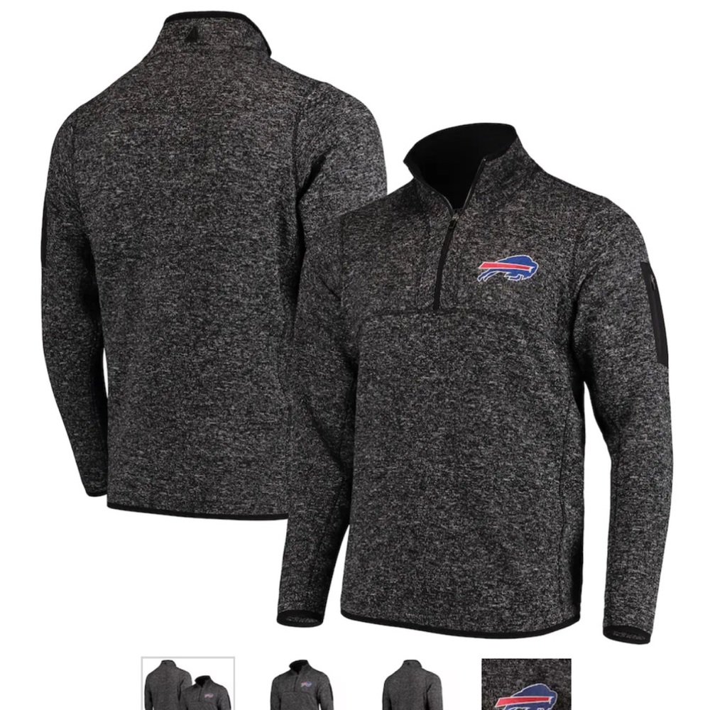 Buffalo Bills Antigua Fortune Quarter-Zip Pullover Jacket - Heathered Black